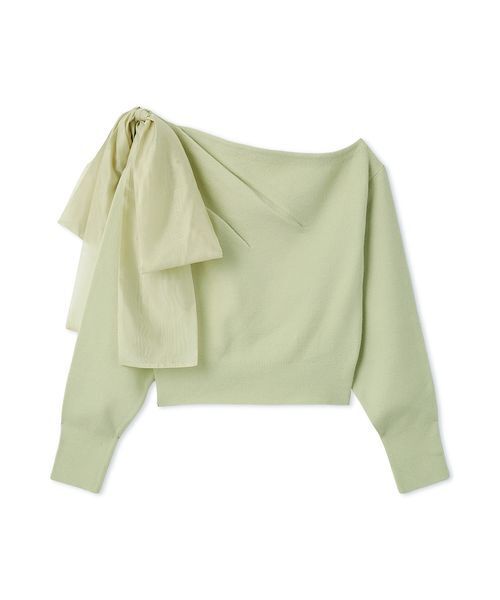 SNIDEL(スナイデル)の「リボンショルダーニットトップス(ニット/セーター・レディース・グレー/アイボリー/ライム・F)」の3枚目の写真