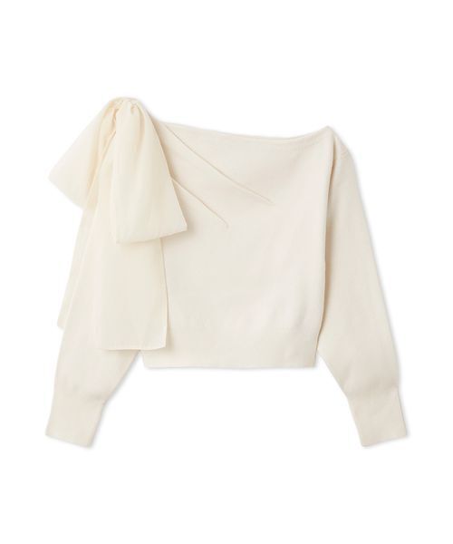 SNIDEL(スナイデル)の「リボンショルダーニットトップス(ニット/セーター・レディース・グレー/アイボリー/ライム・F)」の10枚目の写真