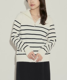 新品♡Paulinebleu♡ハーフZIPボーダーニット♡送料込み ハーフZIPボーダーニットトップス[品番：PLMW0013420]｜LUDIC PARK（ル