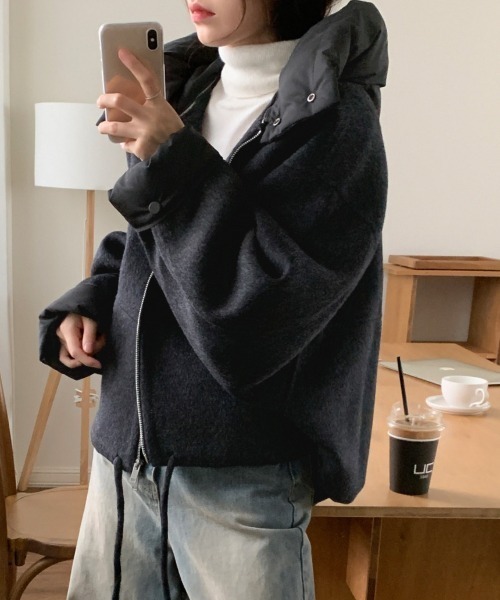 セール】フード付きメルトン風ジップジャケット（ブルゾン）｜sorule