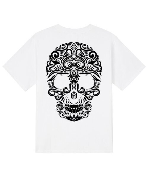 KAN6312(カン6312)の「KTW0041 フラワースカル 半袖Tシャツ - ホワイト(Tシャツ/カットソー・メンズ・その他・LARGE/MEDIUM/SMALL/X-LARGE)」の1枚目の写真