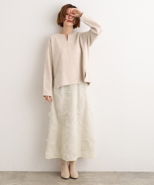 grove（グローブ）の「纏うだけで気分が華やぐ　主役級シャギースカート（スカート・レディース・ブラック/アイボリー・02/03/01/05/04）」の4枚目の写真