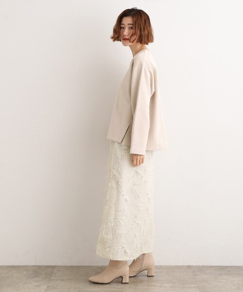 grove（グローブ）の「纏うだけで気分が華やぐ　主役級シャギースカート（スカート・レディース・ブラック/アイボリー・02/03/01/05/04）」の5枚目の写真