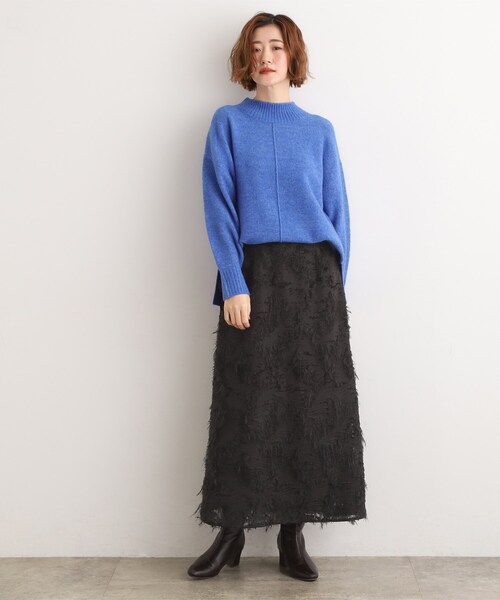 grove（グローブ）の「纏うだけで気分が華やぐ　主役級シャギースカート（スカート・レディース・ブラック/アイボリー・02/03/01/05/04）」の8枚目の写真