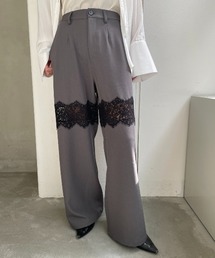 ワイドレースレイアウトスラックスパンツ
