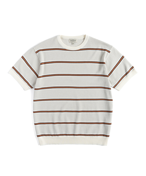WILD BRICKS(ワイルドブリックス)の「FN KNITTED STRIPE T-SHIRT (brown)(Tシャツ/カットソー・メンズ・その他・LARGE/MEDIUM)」の1枚目の写真