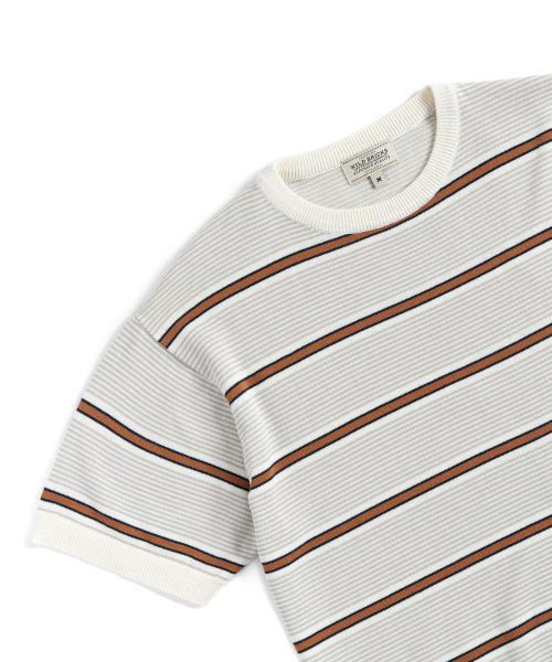 WILD BRICKS(ワイルドブリックス)の「FN KNITTED STRIPE T-SHIRT (brown)(Tシャツ/カットソー・メンズ・その他・LARGE/MEDIUM)」の3枚目の写真