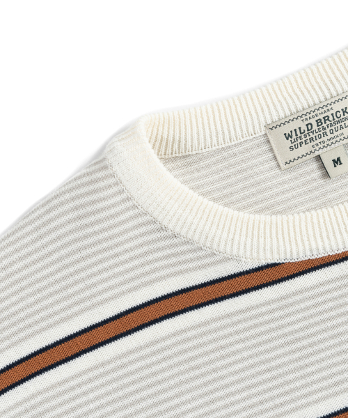 WILD BRICKS(ワイルドブリックス)の「FN KNITTED STRIPE T-SHIRT (brown)(Tシャツ/カットソー・メンズ・その他・LARGE/MEDIUM)」の4枚目の写真