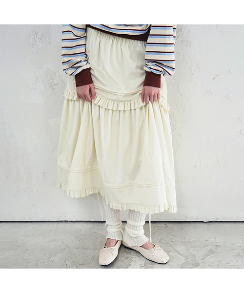 Vivacious(ビバシャス)の「Cordelia Long Skirt_3Colors(スカート・レディース・ブラック/ピンク/アイボリー・SMALL/MEDIUM)」の2枚目の写真