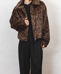 garsonwave（ギャルソンウェーブ）の「ヒョウ柄 フェイクファー ショート丈 裾ドローコート ジャケット(GW)（その他アウター）」