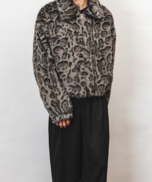 garsonwave（ギャルソンウェーブ）の「ヒョウ柄 フェイクファー ショート丈 裾ドローコート ジャケット(GW)（その他アウター）」