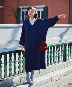 セール】フォルムスリーブニットワンピース（ワンピース）｜anuans（ア