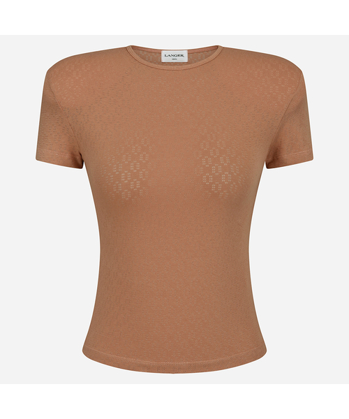 LANGER（ランガー）の「ヴィヴィアン パンチング パッド入り Tシャツ (4色)（Tシャツ/カットソー・レディース・ブラック/オリーブ/オレンジ/アイボリー・FREE）」の4枚目の写真
