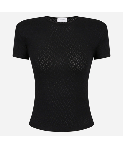 LANGER（ランガー）の「ヴィヴィアン パンチング パッド入り Tシャツ (4色)（Tシャツ/カットソー・レディース・ブラック/オリーブ/オレンジ/アイボリー・FREE）」の2枚目の写真