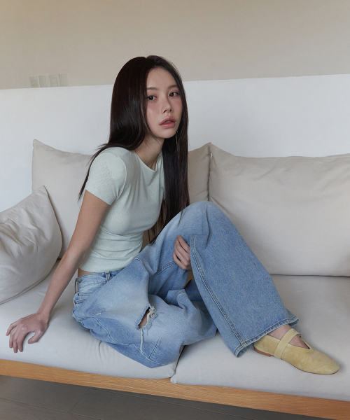 LANGER（ランガー）の「ヴィヴィアン パンチング パッド入り Tシャツ (4色)（Tシャツ/カットソー・レディース・ブラック/オリーブ/オレンジ/アイボリー・FREE）」の5枚目の写真