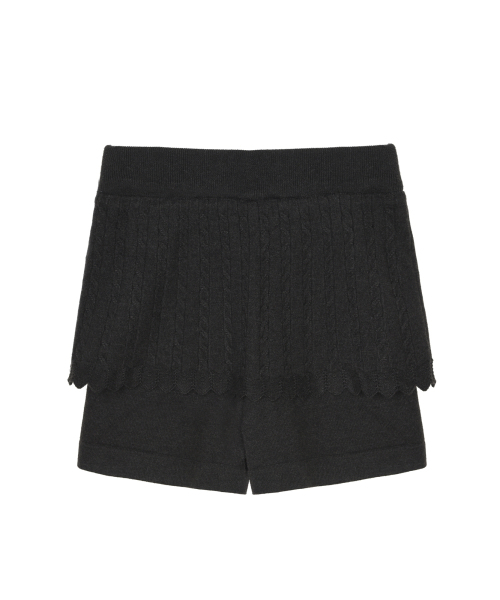 CABLE LAYERED KNIT SKORT_CHARCOAL