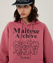 WaiKei | マルチーズアーカイブライングラフィックフードパーカー ダストピンク(パーカー)