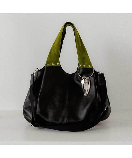 OMNIPOTENT（オムニポテント）の「Fleur Hobo Bag Set ( Oval Metal Keyring Included ) _5Colors（ショルダーバッグ・レディース・ブラック/ブラウン/グリーン/カーキブラウン/ベージュ・FREE）」の5枚目の写真