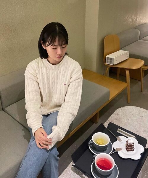 LENGAGEMENT（ランガージュマン）の「クラシックコットンラウンドネックケーブルニット[アイボリー]（ニット/セーター・レディース・その他・MEDIUM/LARGE/X-LARGE）」の7枚目の写真