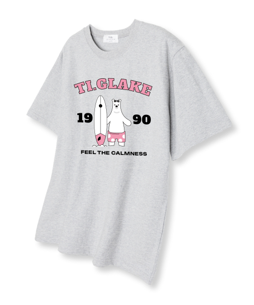 TI.GLAKE(ティーグレイク)の「ホワイトベア オーバーサイズ 半袖Tシャツ ライトグレー(Tシャツ/カットソー・レディース・その他・LARGE/X-LARGE/XX-LARGE)」の1枚目の写真