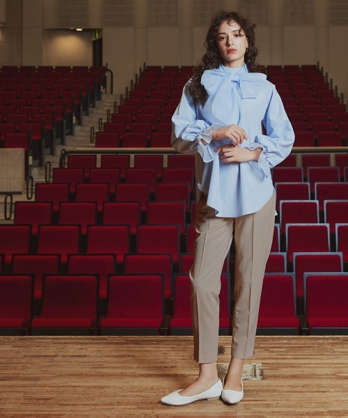 Callarus(カラルス)の「<単品>前後2WAYオーガンジーリボン付き袖フリルブロードブラウス〔Callarus〕(シャツ/ブラウス・レディース・サックスブルー/ブラック/オフホワイト・S/M/L/LL/3L)」の13枚目の写真