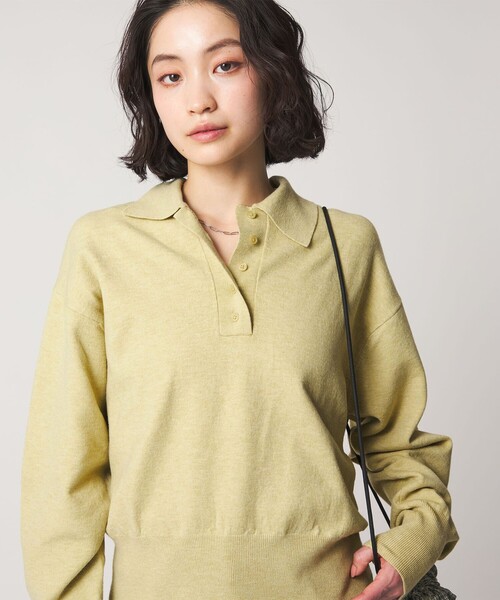 CITEN（シテン）の「＜CITEN＞ハイゲージポロニット（ニット/セーター・レディース・オフホワイト/イエロー/ライトグレー・FREE）」の3枚目の写真