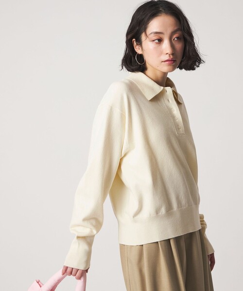 CITEN（シテン）の「＜CITEN＞ハイゲージポロニット（ニット/セーター・レディース・オフホワイト/イエロー/ライトグレー・FREE）」の10枚目の写真