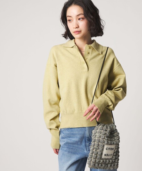 CITEN（シテン）の「＜CITEN＞ハイゲージポロニット（ニット/セーター・レディース・オフホワイト/イエロー/ライトグレー・FREE）」の15枚目の写真