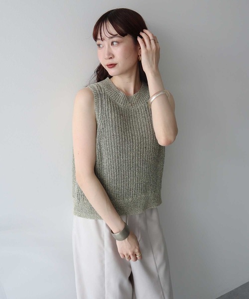 earth music&ecology（アースミュージックアンドエコロジー）の「【2026SS】クルーネックニットベスト（ベスト・レディース・グレー/イエロー/アイボリー・FREE）」の10枚目の写真