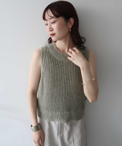 earth music&ecology（アースミュージックアンドエコロジー）の「【2026SS】クルーネックニットベスト（ベスト・レディース・グレー/イエロー/アイボリー・FREE）」の9枚目の写真