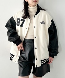 Niell（ニール）の「THE NORTH FACE(ザ・ノースフェイス)/ルーズフィット 配色ライン スタジャン ヴァーシティージャケット/VARSITY HEAT JACKET（ブルゾン）」