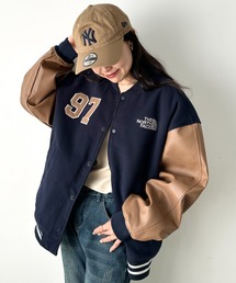 Niell（ニール）の「THE NORTH FACE(ザ・ノースフェイス)/ルーズフィット 配色ライン スタジャン ヴァーシティージャケット/VARSITY HEAT JACKET（ブルゾン）」