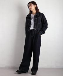 WESTSEA（ウエストシー）の「ショート丈 デニムジャケット ＆ ワイトシルエット デニムパンツ セットアップ（セットアップ）」