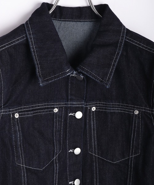 WESTSEA（ウエストシー）の「ショート丈 デニムジャケット ＆ ワイトシルエット デニムパンツ セットアップ（セットアップ・レディース・ネイビー・FREE）」の14枚目の写真