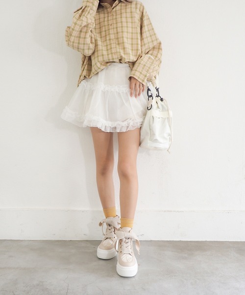 byあしながおじさん（バイアシナガオジサン）の「軽量｜厚底ハイカットスニーカー　8740229（スニーカー・レディース・ブラック/ピンクベージュ/オフホワイト・LL/L/M/S）」の18枚目の写真