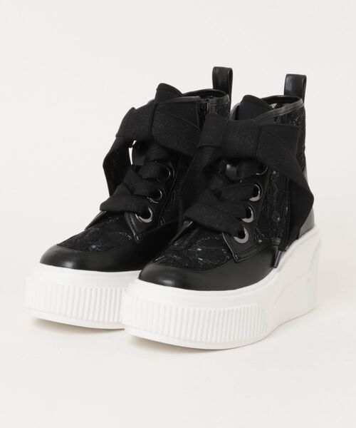 byあしながおじさん（バイアシナガオジサン）の「軽量｜厚底ハイカットスニーカー　8740229（スニーカー・レディース・ブラック/ピンクベージュ/オフホワイト・LL/L/M/S）」の20枚目の写真