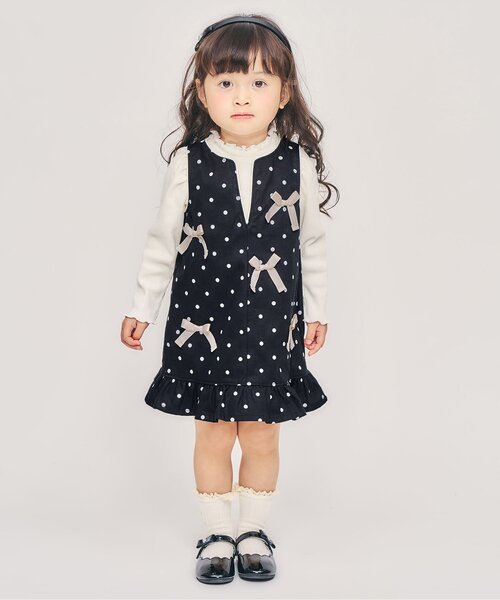 apres les cours（アプレレクール）の「【リンク】メニーリボンジャンスカ_ジュニア対応（ワンピース・キッズ・ブラック/ブルー・80/90/100/110/120/130/140）」の22枚目の写真