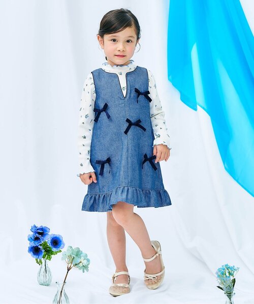 apres les cours（アプレレクール）の「【リンク】メニーリボンジャンスカ_ジュニア対応（ワンピース・キッズ・ブラック/ブルー・80/90/100/110/120/130/140）」の19枚目の写真