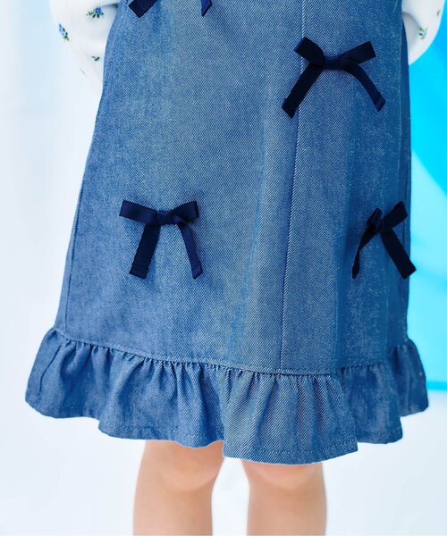 apres les cours（アプレレクール）の「【リンク】メニーリボンジャンスカ_ジュニア対応（ワンピース・キッズ・ブラック/ブルー・80/90/100/110/120/130/140）」の4枚目の写真