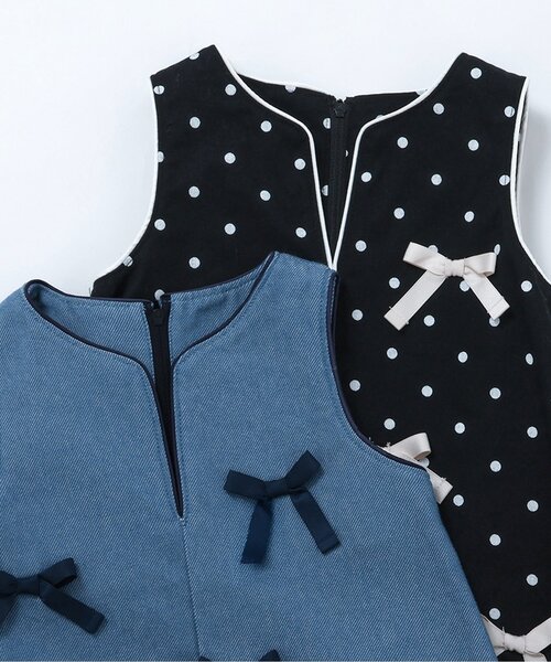 apres les cours（アプレレクール）の「【リンク】メニーリボンジャンスカ_ジュニア対応（ワンピース・キッズ・ブラック/ブルー・80/90/100/110/120/130/140）」の6枚目の写真