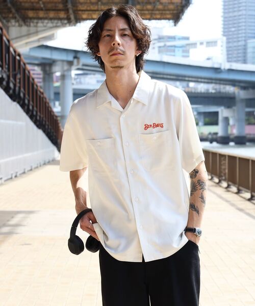 BEN DAVIS(ベンデイビス)の「【BEN DAVIS(ベンデイビス)】SOUVENIR EMB O/C SHIRT / 半袖 シャツ 刺繍 オープンカラー ヴィンテージライク(シャツ/ブラウス・メンズ・オフホワイト/ブラック/ピンク・MEDIUM/LARGE/X-LARGE)」の7枚目の写真