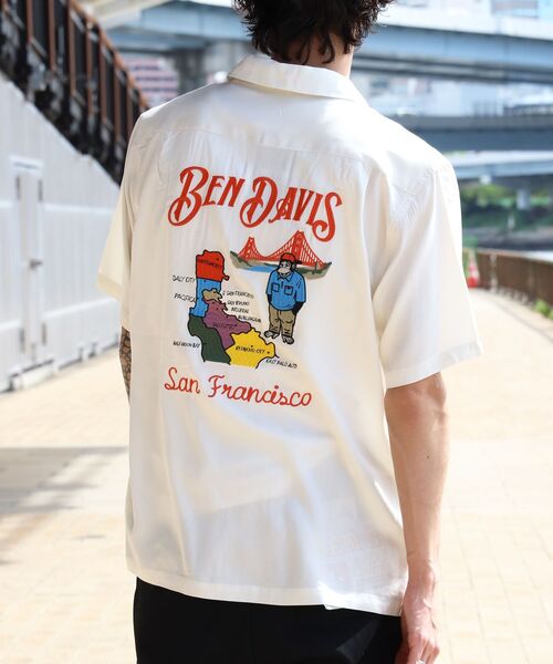 BEN DAVIS(ベンデイビス)の「【BEN DAVIS(ベンデイビス)】SOUVENIR EMB O/C SHIRT / 半袖 シャツ 刺繍 オープンカラー ヴィンテージライク(シャツ/ブラウス・メンズ・オフホワイト/ブラック/ピンク・MEDIUM/LARGE/X-LARGE)」の8枚目の写真