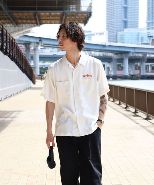 BEN DAVIS(ベンデイビス)の「【BEN DAVIS(ベンデイビス)】SOUVENIR EMB O/C SHIRT / 半袖 シャツ 刺繍 オープンカラー ヴィンテージライク(シャツ/ブラウス・メンズ・オフホワイト/ブラック/ピンク・MEDIUM/LARGE/X-LARGE)」の9枚目の写真