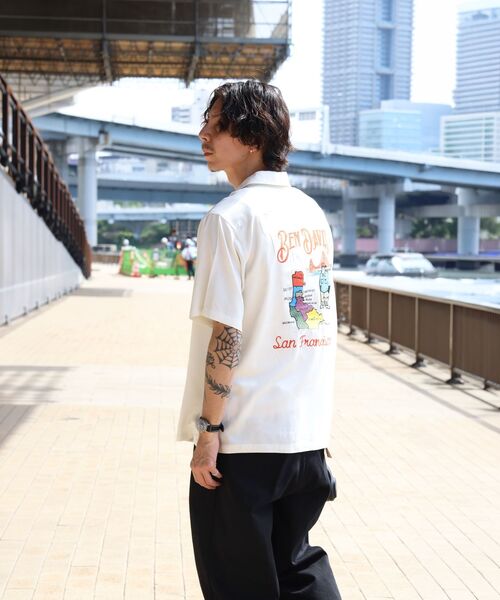 BEN DAVIS(ベンデイビス)の「【BEN DAVIS(ベンデイビス)】SOUVENIR EMB O/C SHIRT / 半袖 シャツ 刺繍 オープンカラー ヴィンテージライク(シャツ/ブラウス・メンズ・オフホワイト/ブラック/ピンク・MEDIUM/LARGE/X-LARGE)」の10枚目の写真