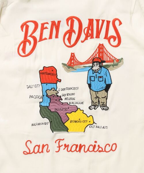 BEN DAVIS(ベンデイビス)の「【BEN DAVIS(ベンデイビス)】SOUVENIR EMB O/C SHIRT / 半袖 シャツ 刺繍 オープンカラー ヴィンテージライク(シャツ/ブラウス・メンズ・オフホワイト/ブラック/ピンク・MEDIUM/LARGE/X-LARGE)」の21枚目の写真