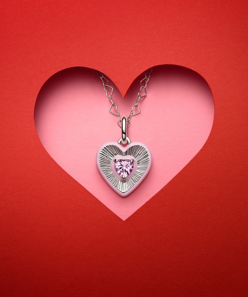 ピンク ハート メダリオンチャーム（チャーム）｜Pandora（パンドラ