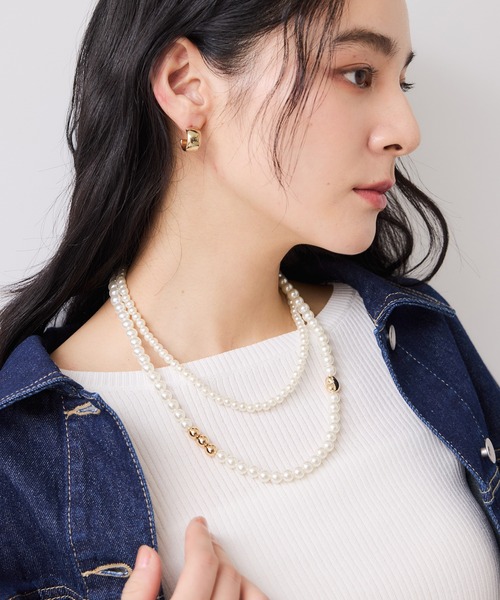 VIS（ビス）の「2WAYロングパールネックレス（ネックレス・レディース・ホワイト・FREE）」の3枚目の写真