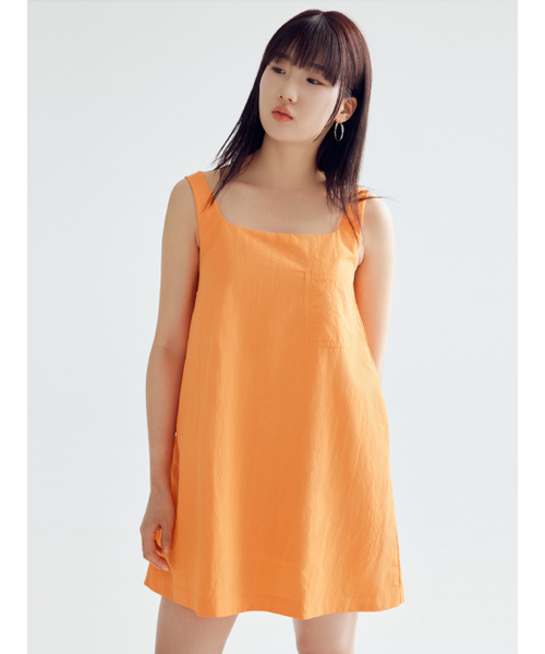 BOMNAL BOUTIQUE(ボムナルブティック)の「スクエアミニドレス _ オレンジ(ワンピース・レディース・オレンジ・SMALL/MEDIUM)」の3枚目の写真