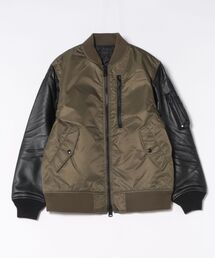 MMMM（エムエムエムエム）の「【RES】【MMMM】ラムレザー袖切替MA-1ブルゾン（MA-1）」