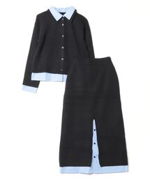 【上下セット】レイヤードライク ニットセットアップ